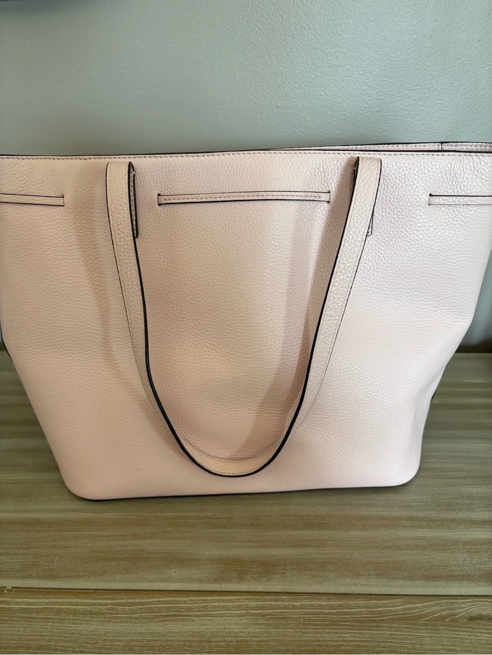 Kate Spade New York Light Pink Leather Tote Bag with Tassel